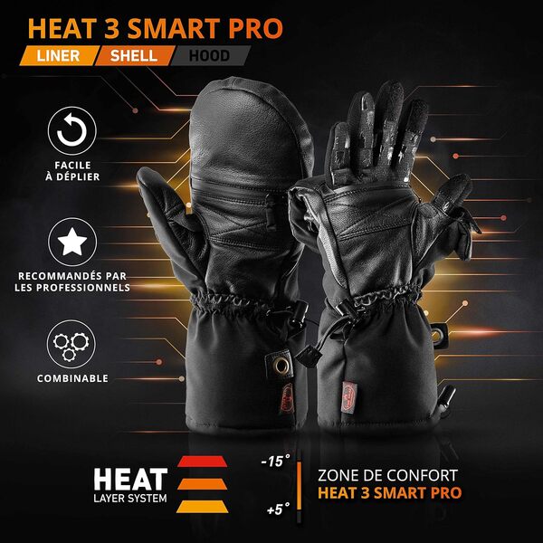 THE HEAT COMPANY - Heat 3 Smart Pro - Qualité Premium - Gants et Mitaines en Un - Manipuler Tout en restant au Chaud - Gants Photo n°1, Outdoor, Ski pour Femmes & Hommes