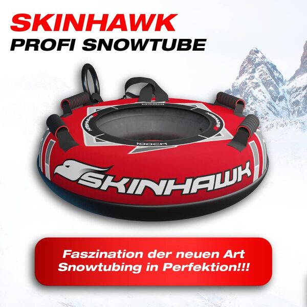 SKINHAWK Snowtube professionnel - Diamètre : 100 cm - Rouge - Pneu antidérapant