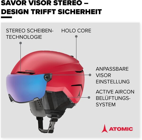ATOMIC - Casque De Ski Savor Visor Stereo Red Mixte - Mixte - Rouge