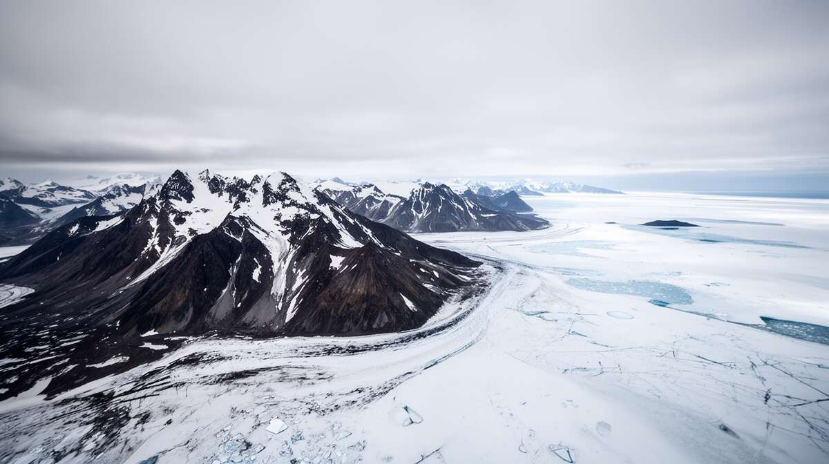 Survol en h&eacute;licopt&egrave;re des paysages glac&eacute;s