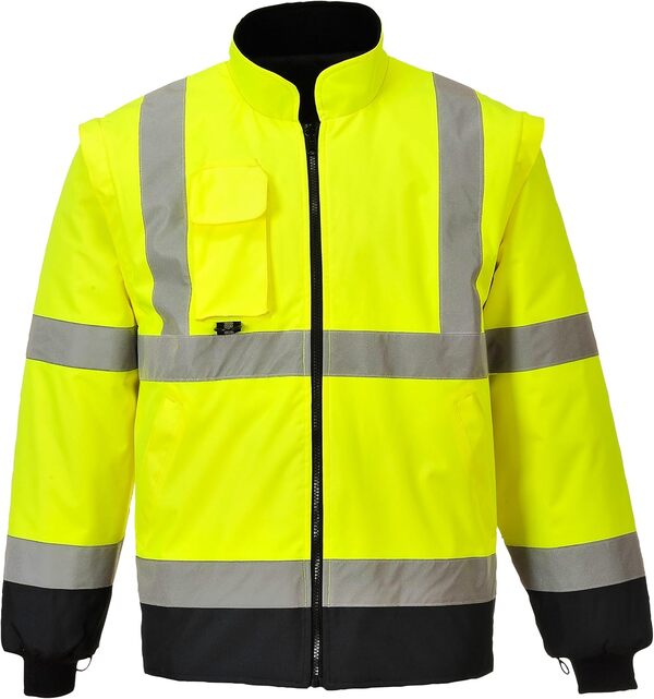 Portwest Parka Haute-Visibilité 7-en-1 Traffic Contrast, Couleur: Jaune/Marine, Taille: XL, S426YNRXL