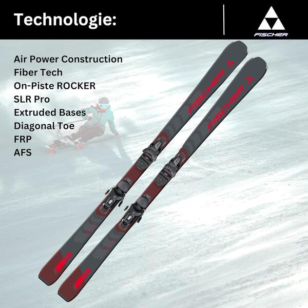 Ski alpin On-Piste-Rocker Fischer Fire SLR avec fixation RS9 SLR Z2,5-9 - Convient pour les débutants et les confirmés