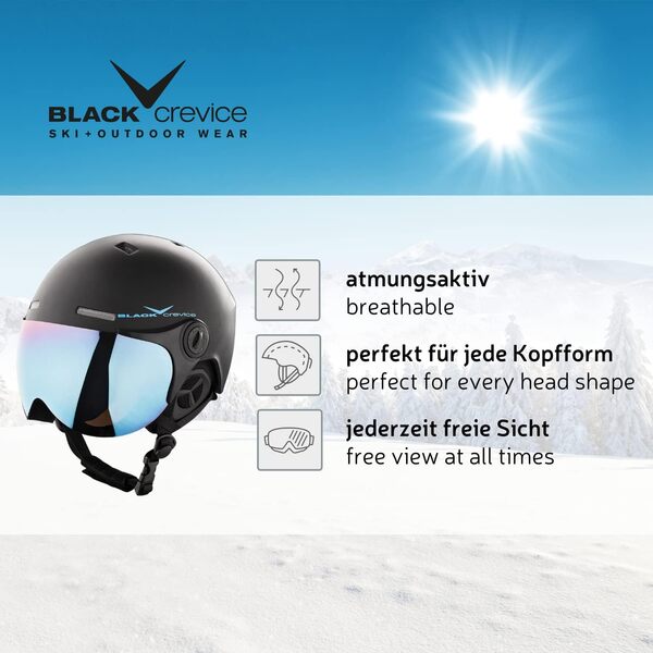 BLACK CREVICE Casque de Ski Saalbach I Casque de Ski avec visière Style Pilote diverses Couleurs I Hommes & Femmes INCL. visière de Rechange I Casque de Snowboard Unisexe I Taille réglable